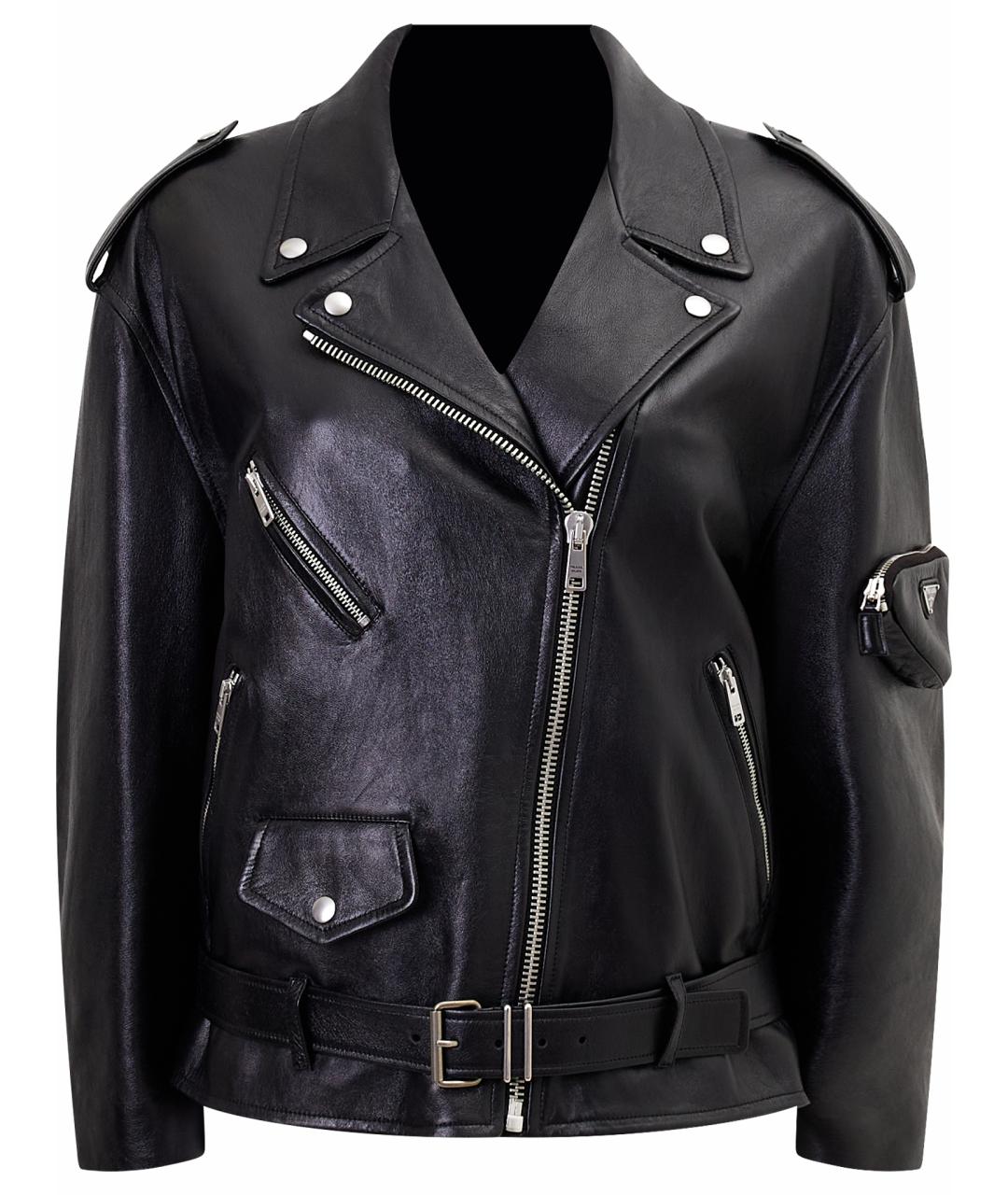 PRADA Черная кожаная куртка, фото 1