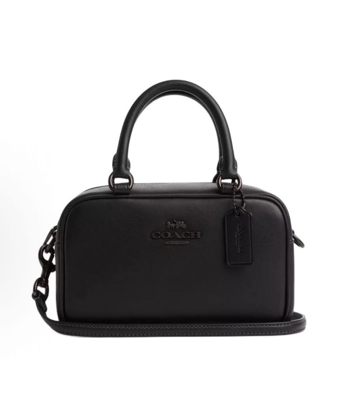 COACH Черная кожаная сумка с короткими ручками, фото 9