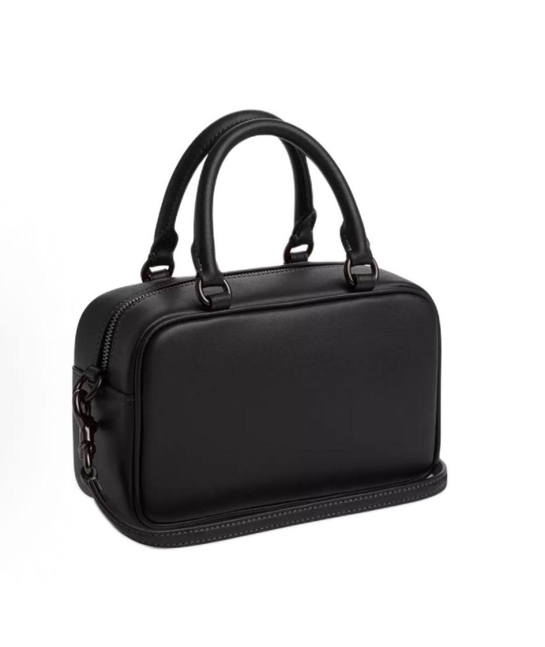 COACH Черная кожаная сумка с короткими ручками, фото 2