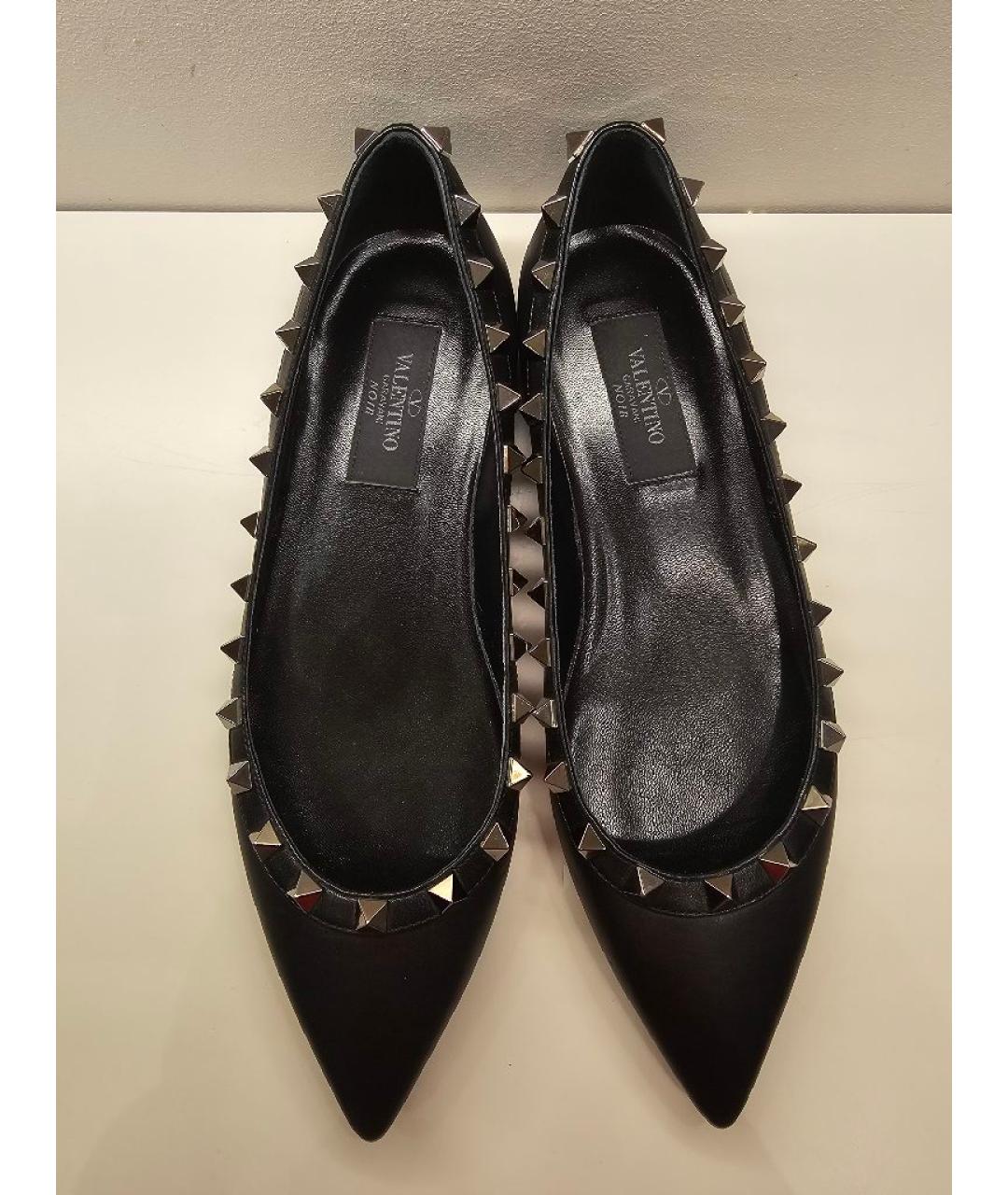 VALENTINO Черные кожаные балетки, фото 2