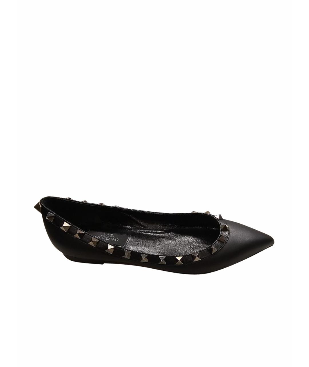 VALENTINO Черные кожаные балетки, фото 1
