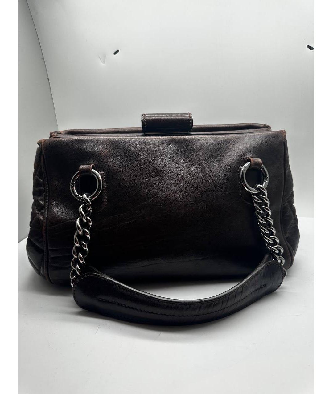 CHANEL Коричневая кожаная сумка с короткими ручками, фото 3