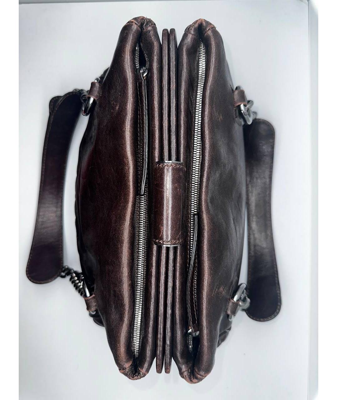 CHANEL Коричневая кожаная сумка с короткими ручками, фото 6