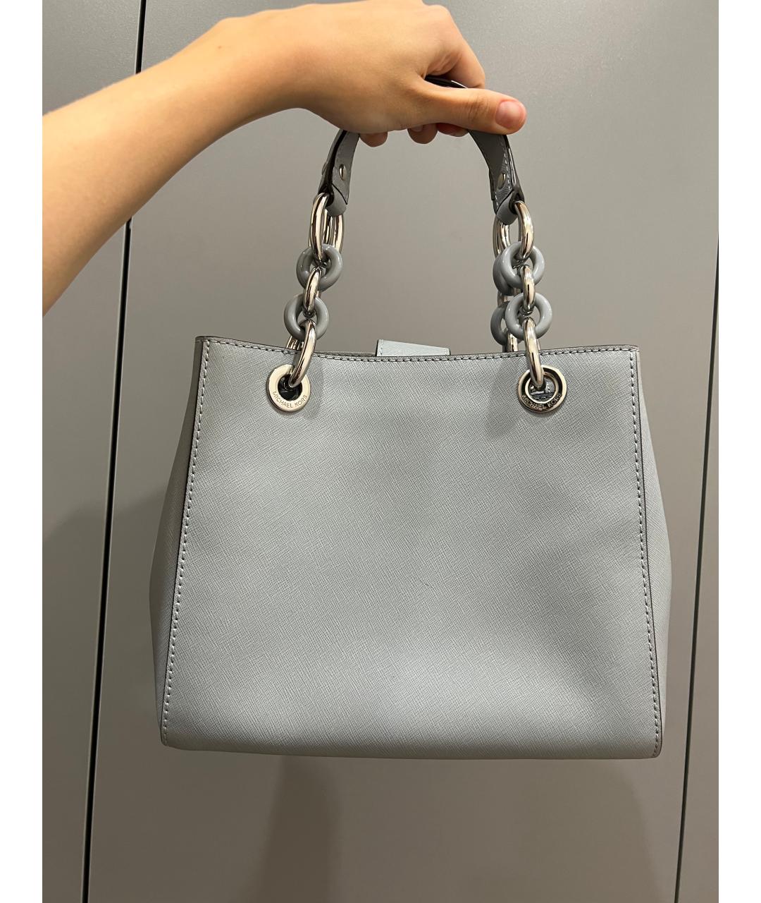 MICHAEL KORS Голубая сумка с короткими ручками из искусственной кожи, фото 3