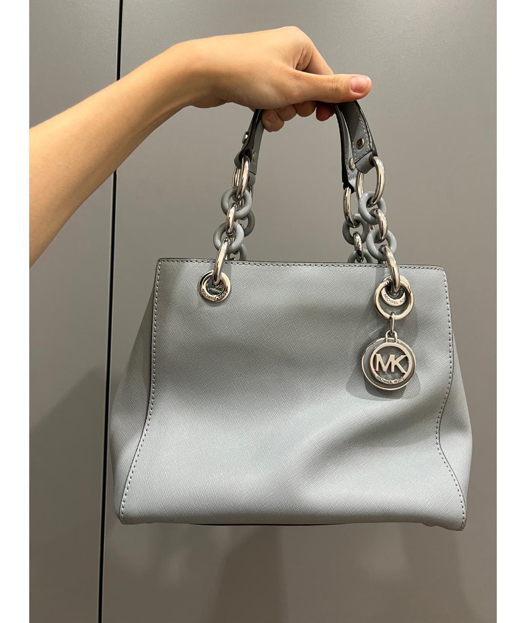 MICHAEL KORS Голубая сумка с короткими ручками из искусственной кожи, фото 5