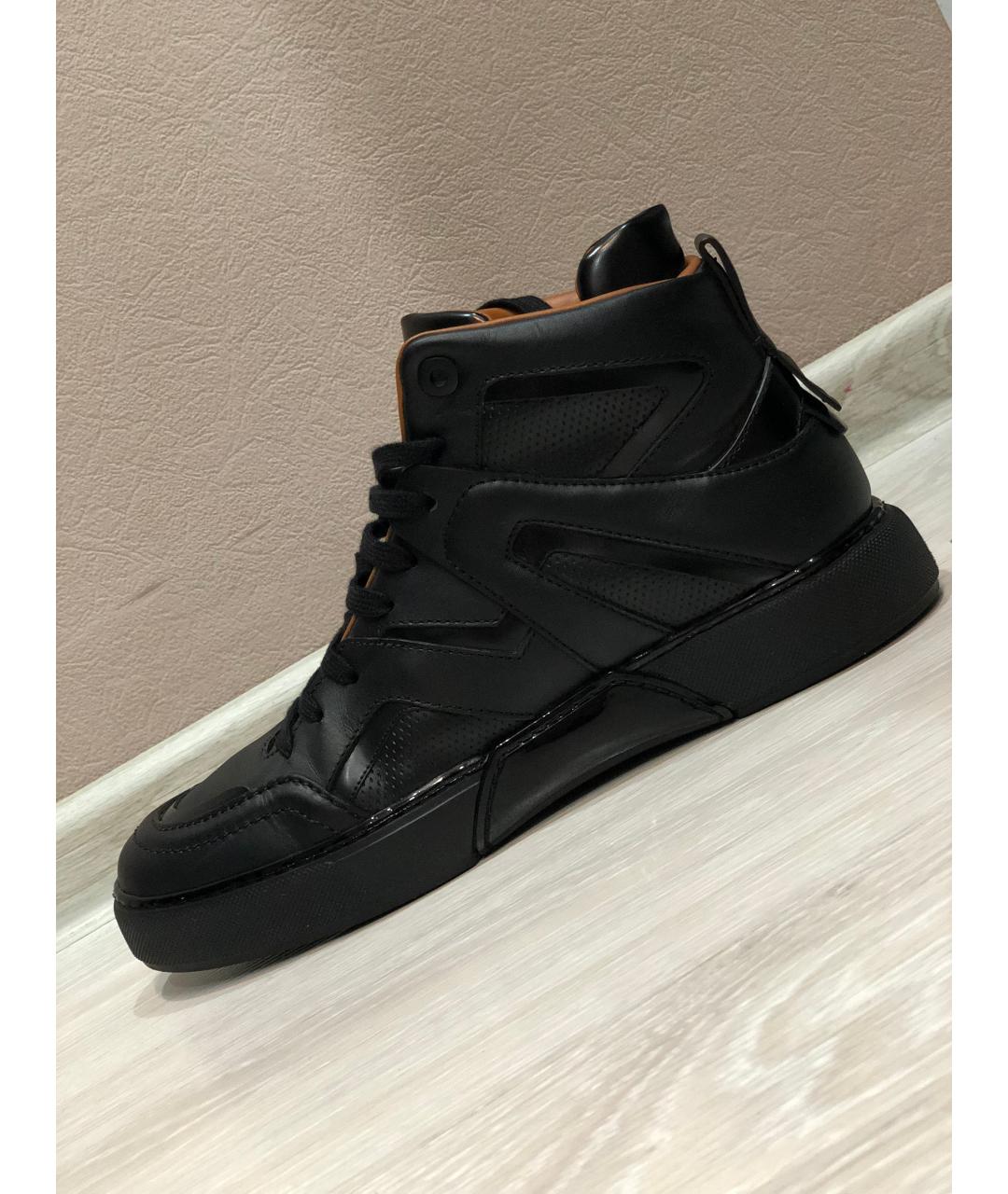 ZEGNA Черные кожаные высокие кроссовки / кеды, фото 4