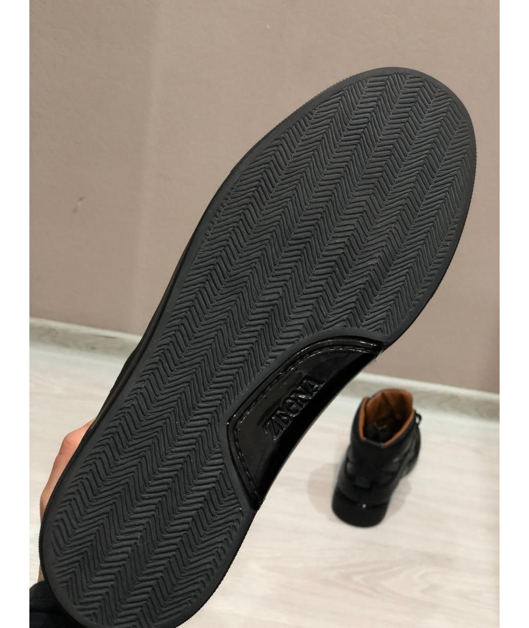 ZEGNA Черные кожаные высокие кроссовки / кеды, фото 5