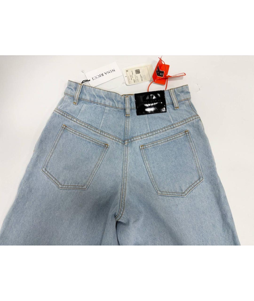 NINA RICCI Голубые хлопковые джинсы клеш, фото 7