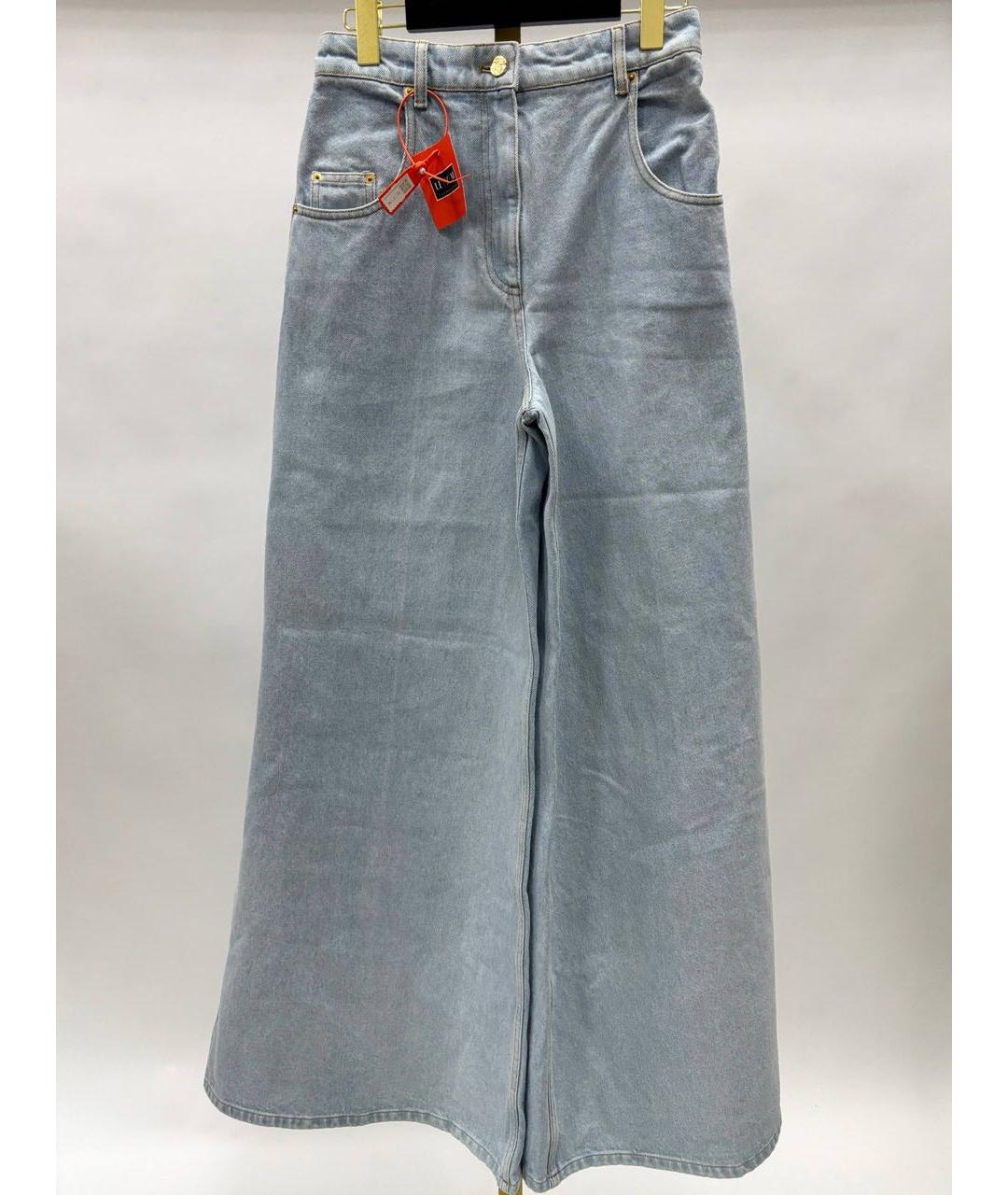 NINA RICCI Голубые хлопковые джинсы клеш, фото 9