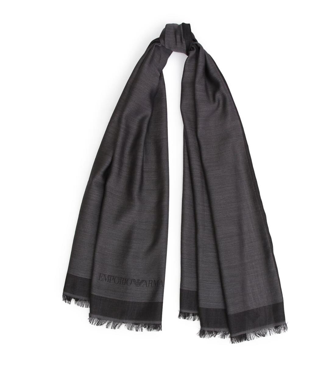 EMPORIO ARMANI Серый шелковый шарф, фото 1