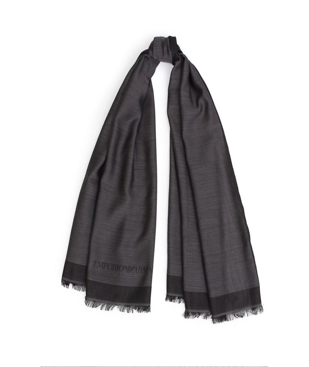 EMPORIO ARMANI Серый шелковый шарф, фото 2