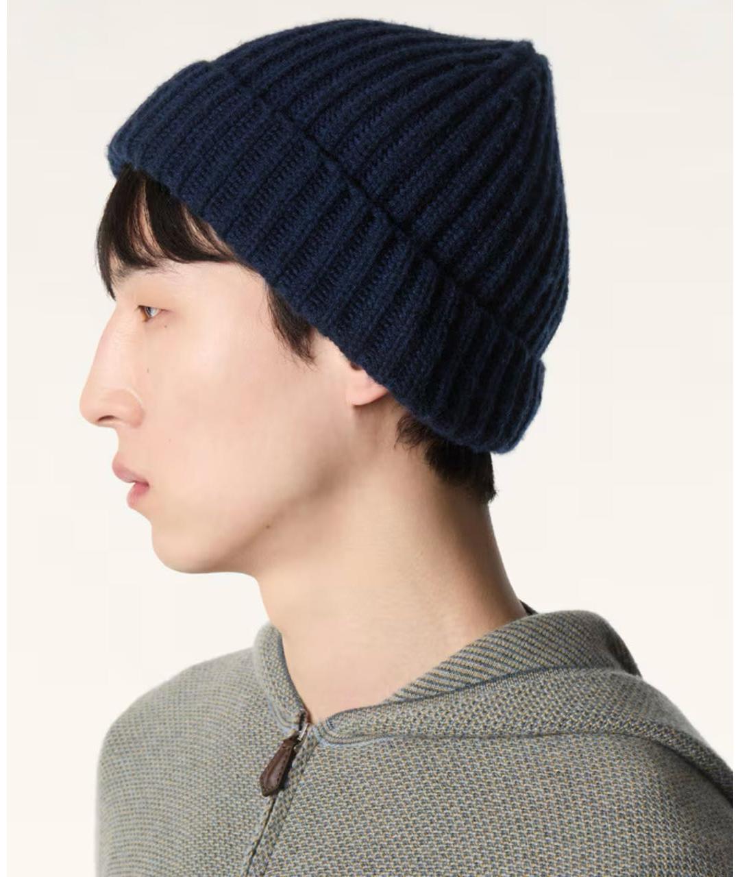 LORO PIANA Темно-синяя кашемировая шапка, фото 4