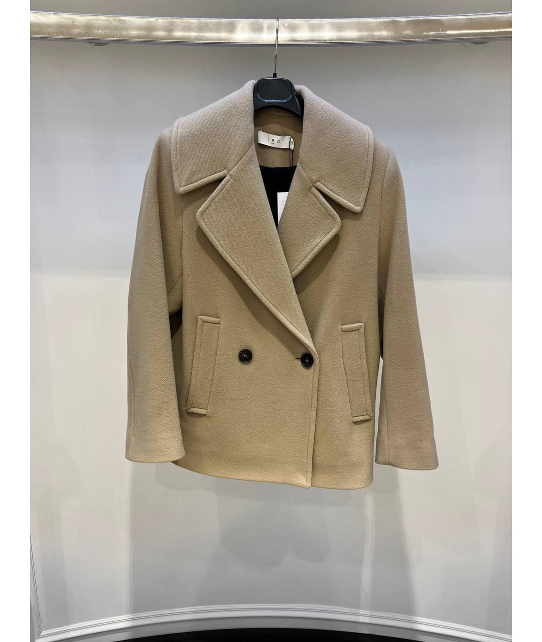 IRO Бежевое шерстяное пальто, фото 2