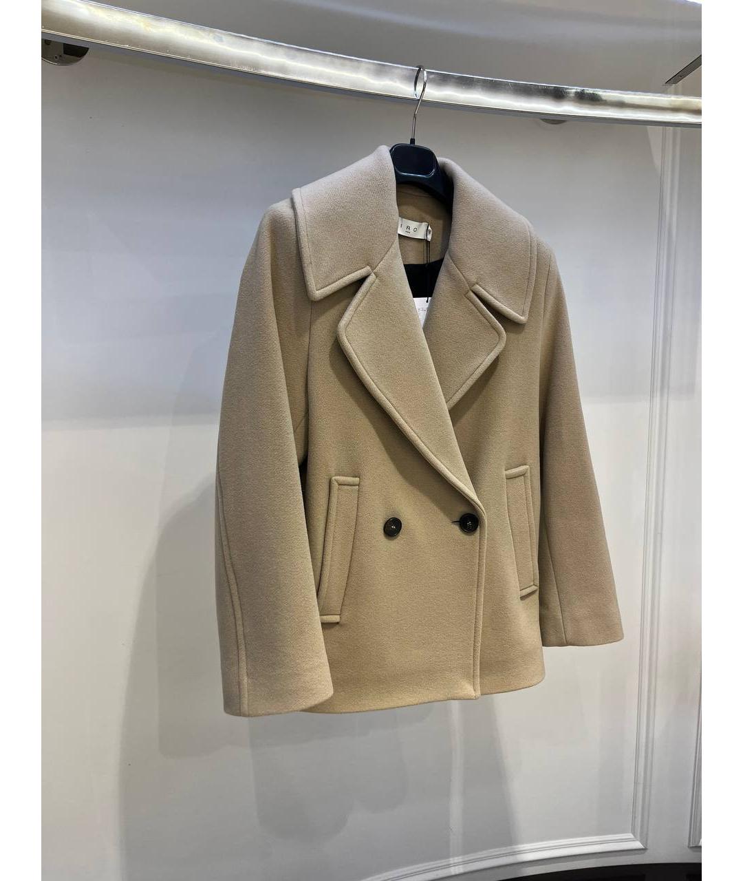 IRO Бежевое шерстяное пальто, фото 3
