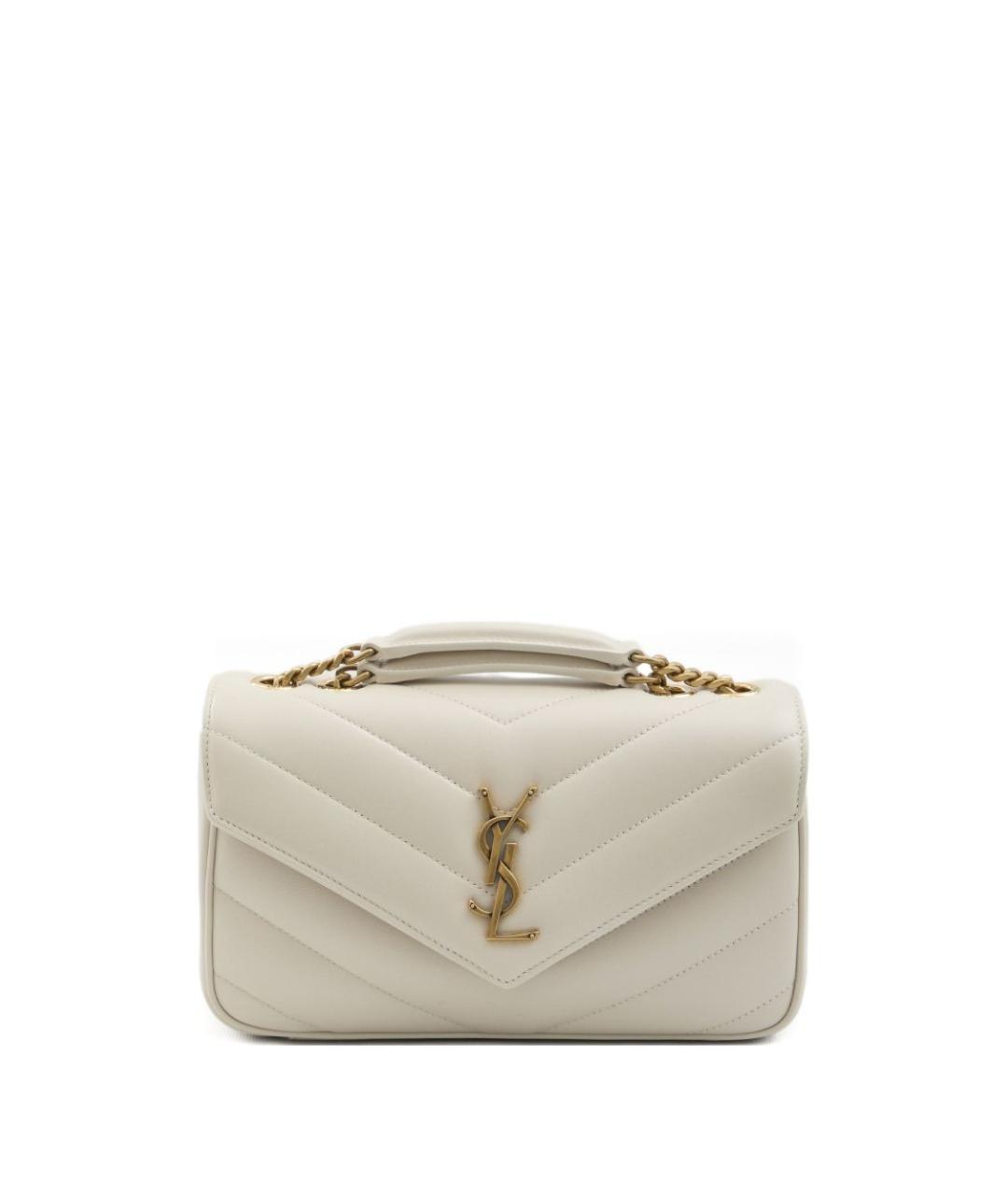SAINT LAURENT Белая кожаная сумка через плечо, фото 1