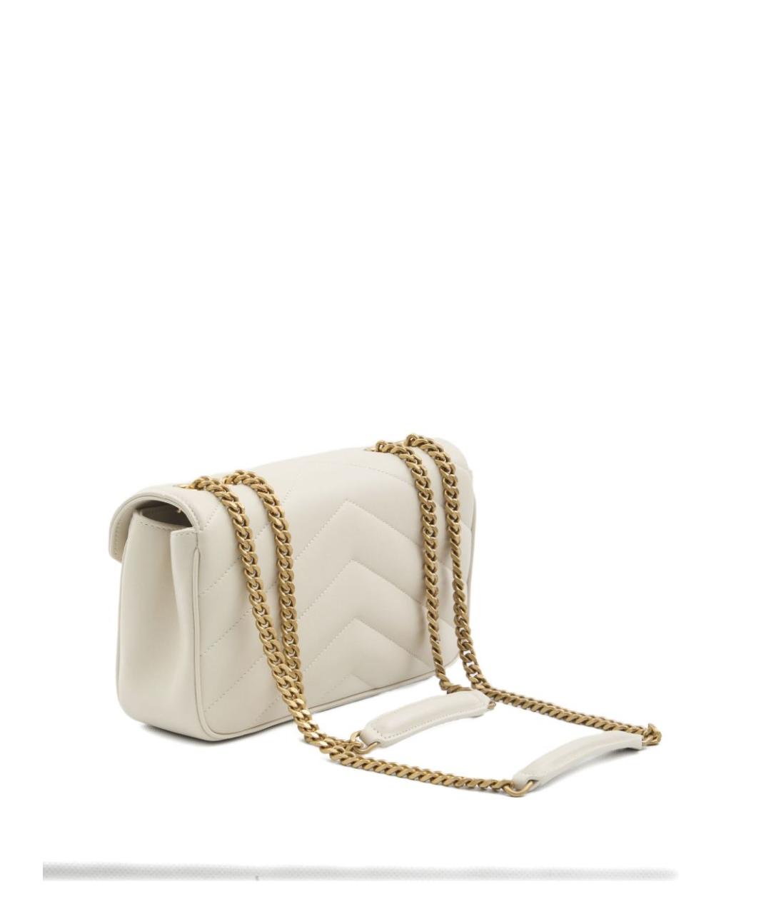 SAINT LAURENT Белая кожаная сумка через плечо, фото 3