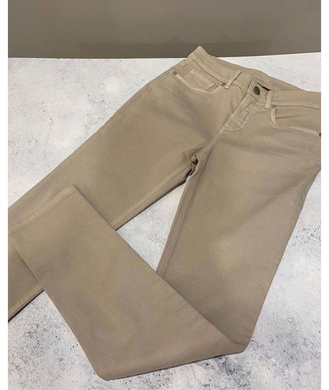 LORO PIANA Бежевые хлопковые прямые джинсы, фото 2