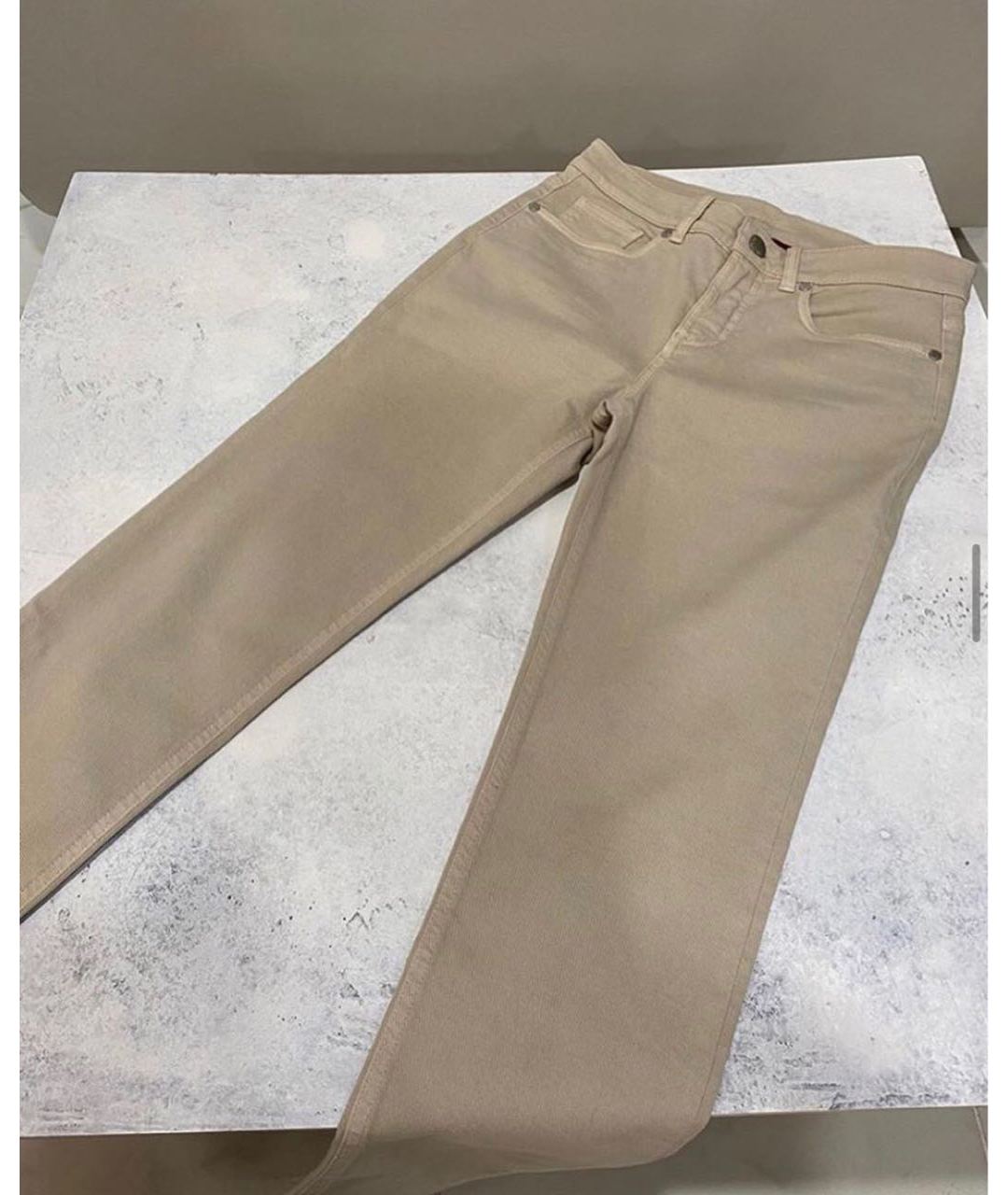 LORO PIANA Бежевые хлопковые прямые джинсы, фото 4