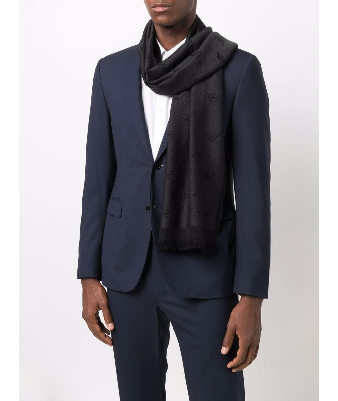 EMPORIO ARMANI Серый шерстяной шарф, фото 3