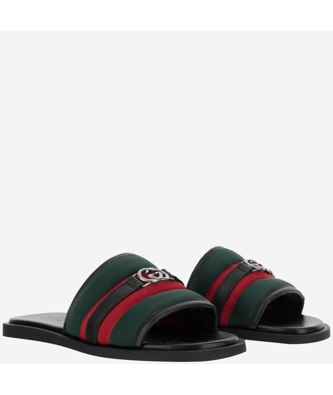 GUCCI Черные синтетические шлепанцы, фото 3