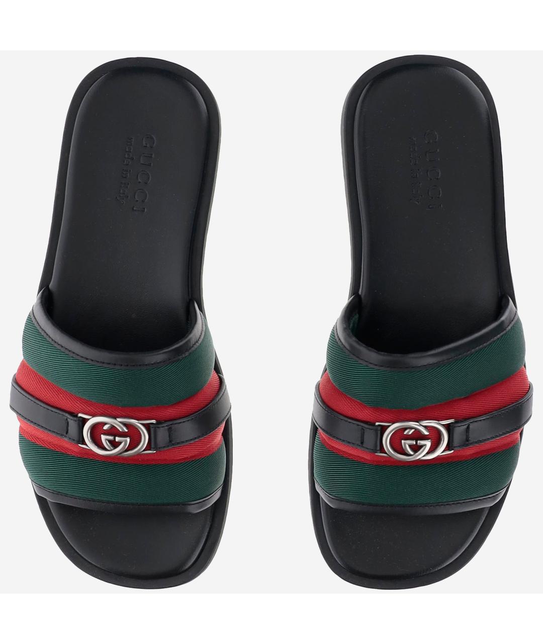 GUCCI Черные синтетические шлепанцы, фото 2
