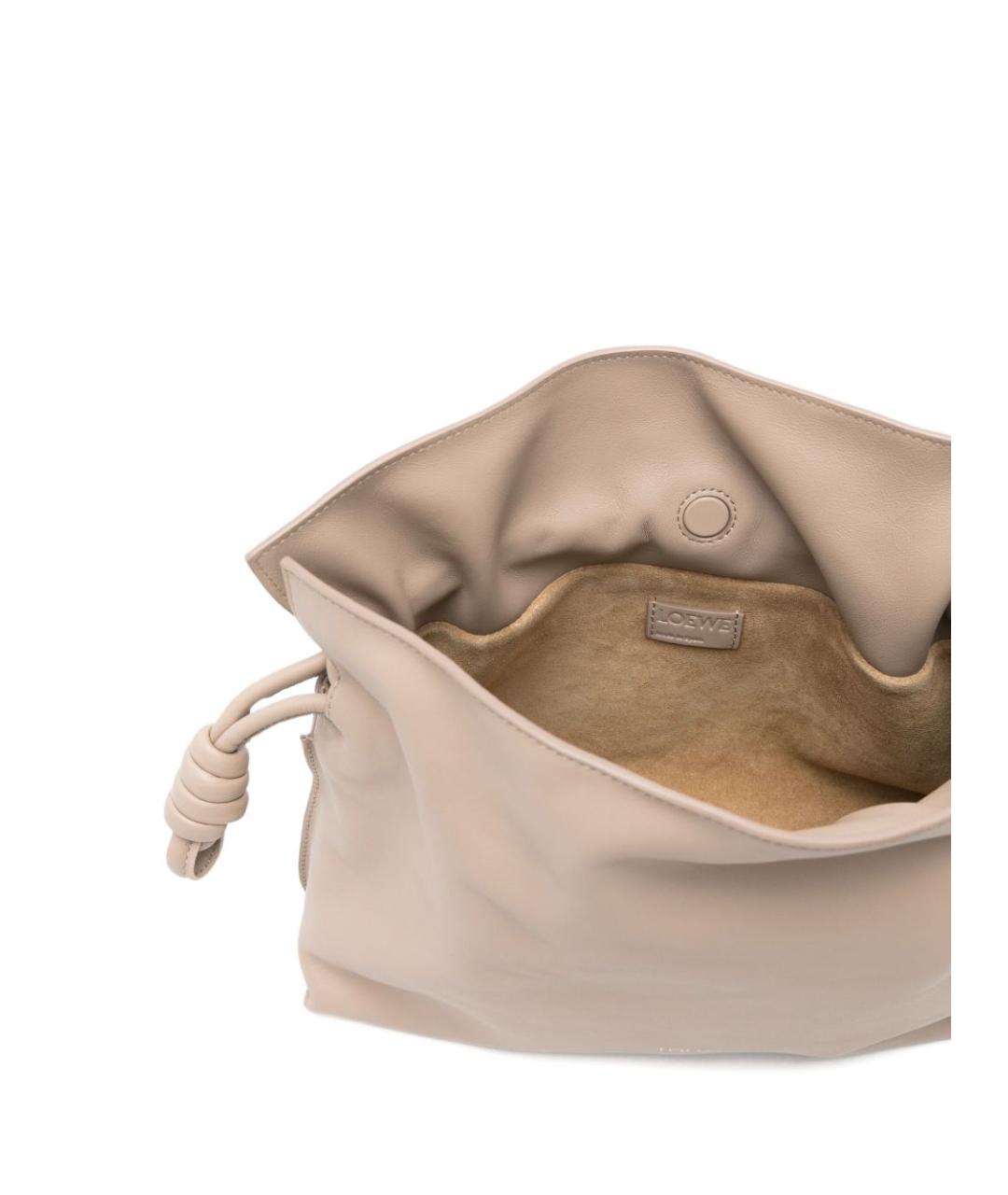 LOEWE Бежевая кожаная сумка с короткими ручками, фото 3