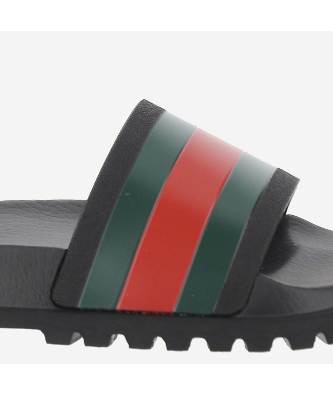 GUCCI Черные резиновые шлепанцы, фото 5