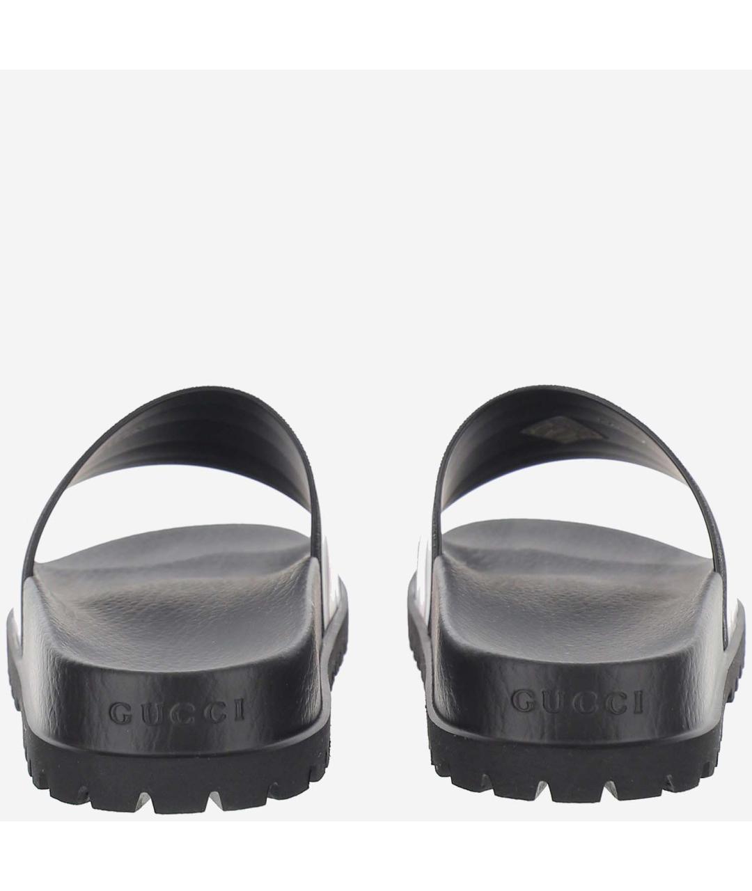GUCCI Черные резиновые шлепанцы, фото 4