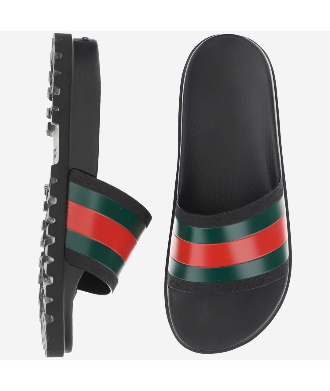 GUCCI Черные резиновые шлепанцы, фото 2