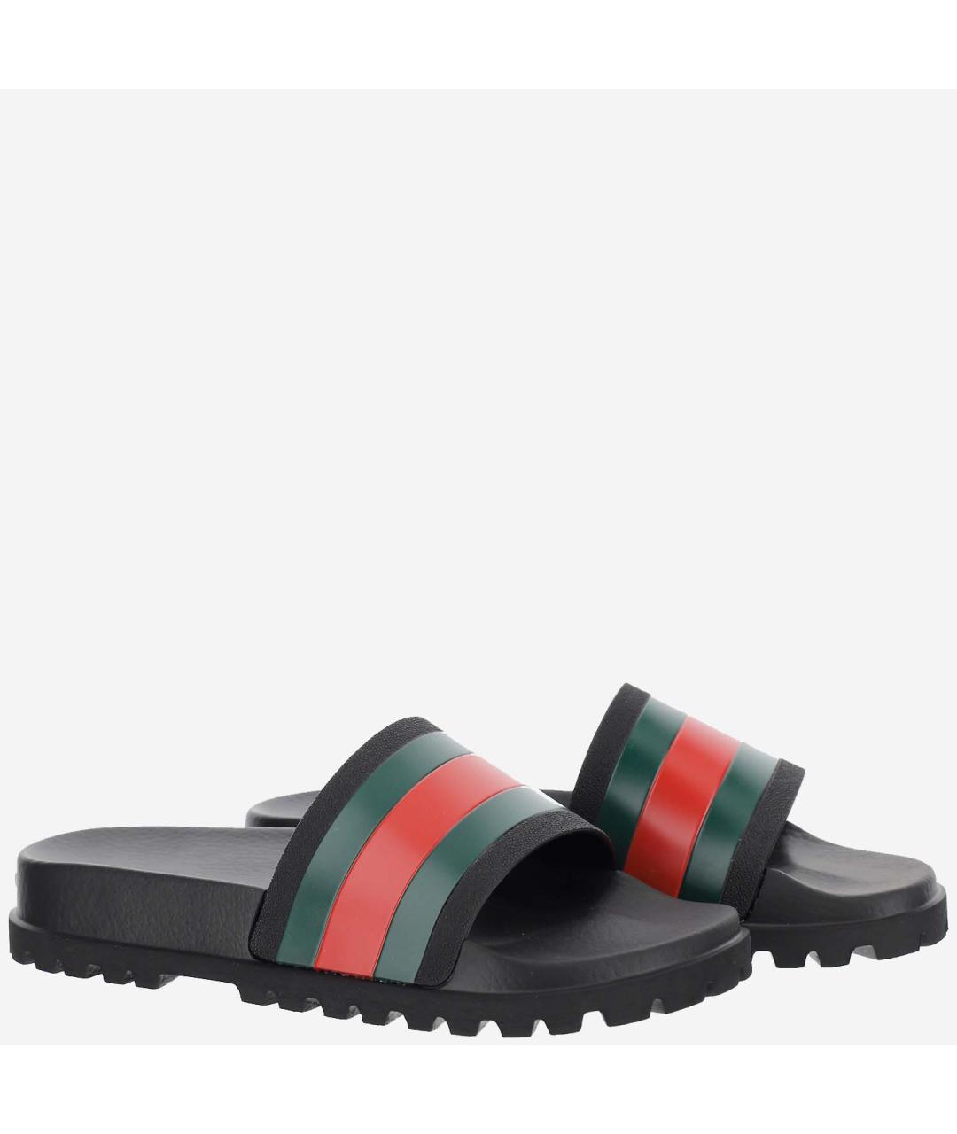 GUCCI Черные резиновые шлепанцы, фото 3