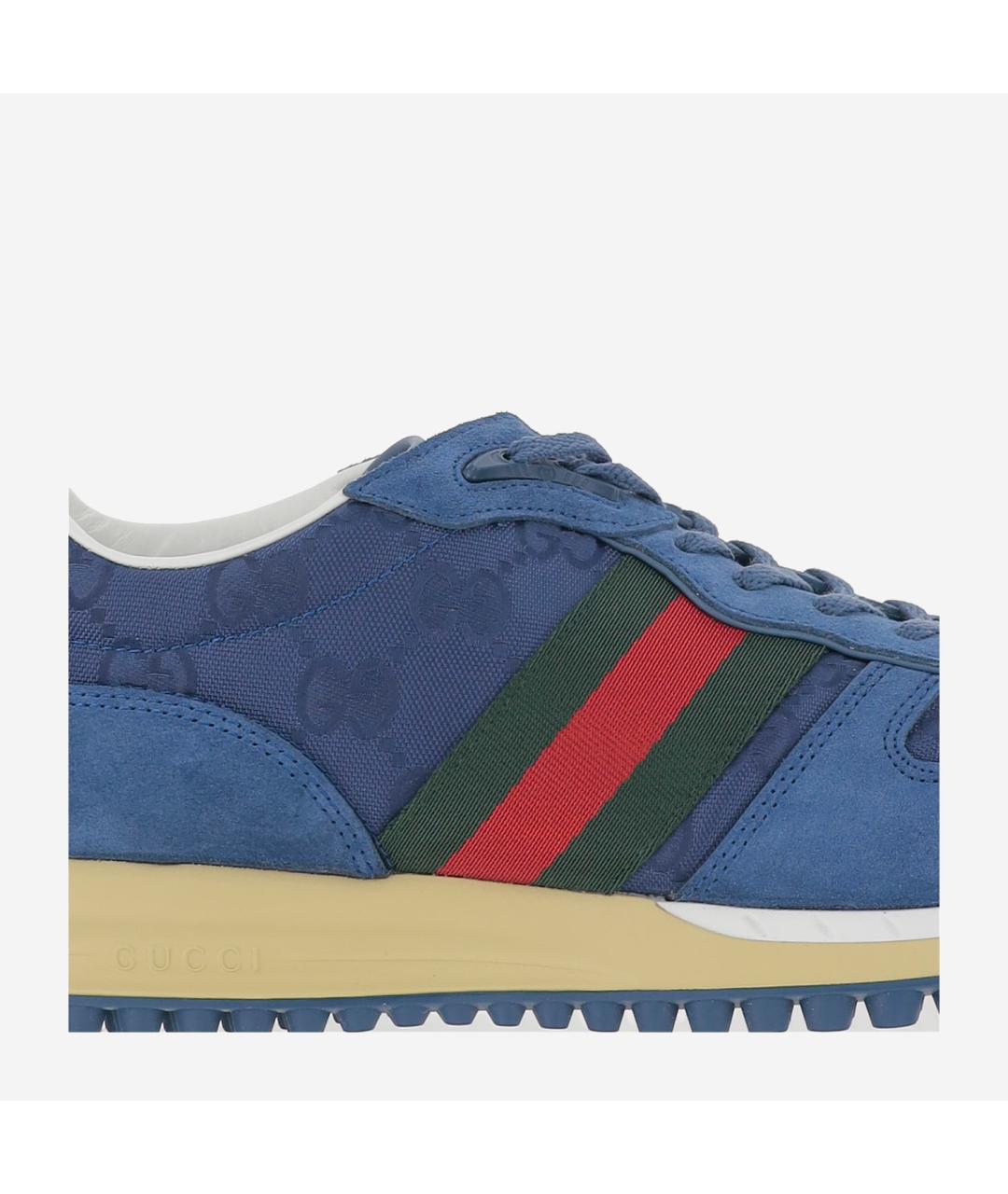 GUCCI Синие замшевые низкие кроссовки / кеды, фото 5