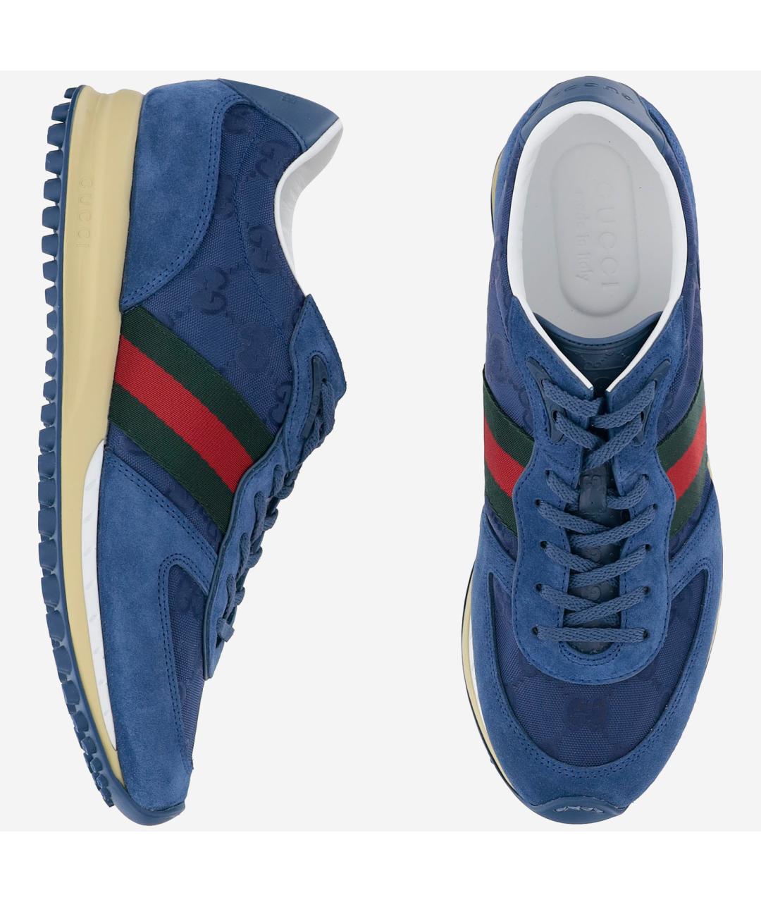 GUCCI Синие замшевые низкие кроссовки / кеды, фото 2