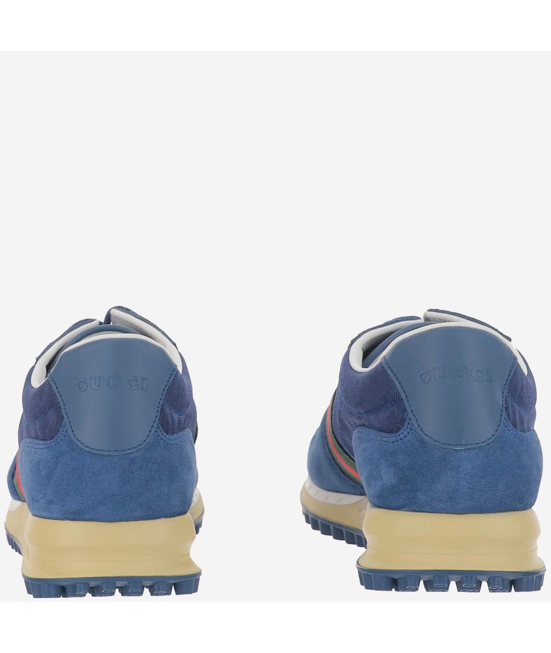 GUCCI Синие замшевые низкие кроссовки / кеды, фото 4