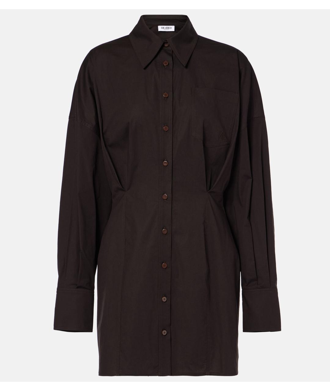 THE ATTICO Коричневое хлопковое коктейльное платье, фото 10