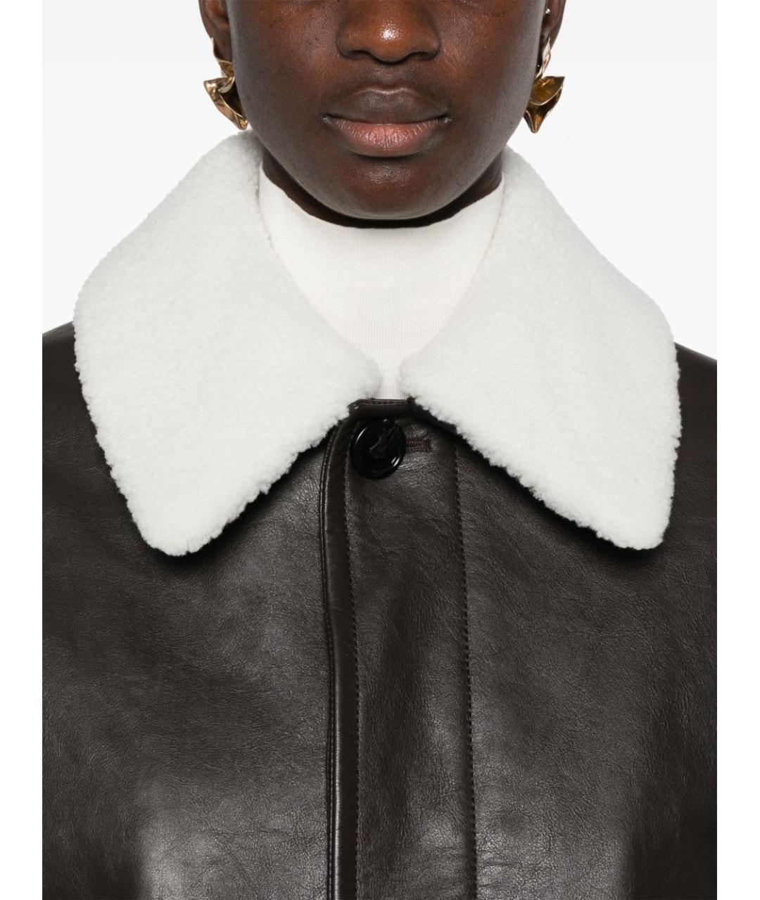BOTTEGA VENETA Коричневая кожаная дубленка, фото 4