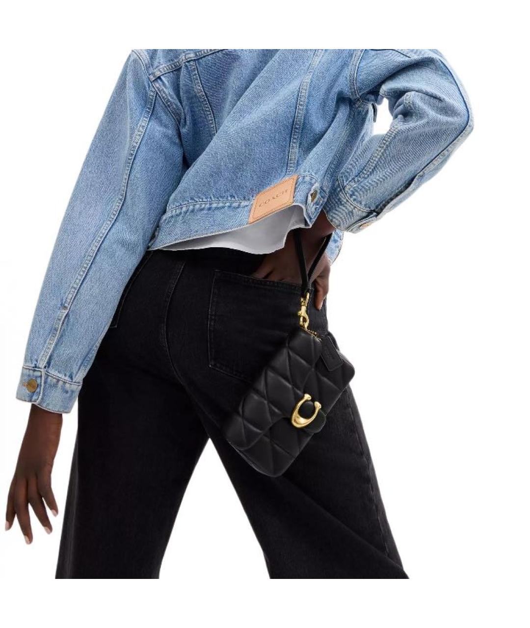 COACH Черная кожаная сумка через плечо, фото 3