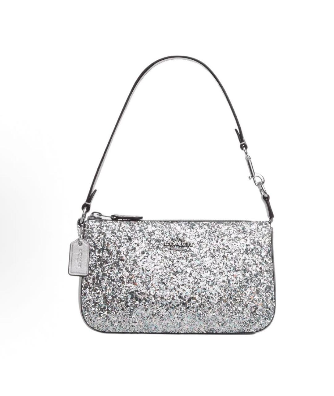 COACH Серебряная тканевая сумка через плечо, фото 9