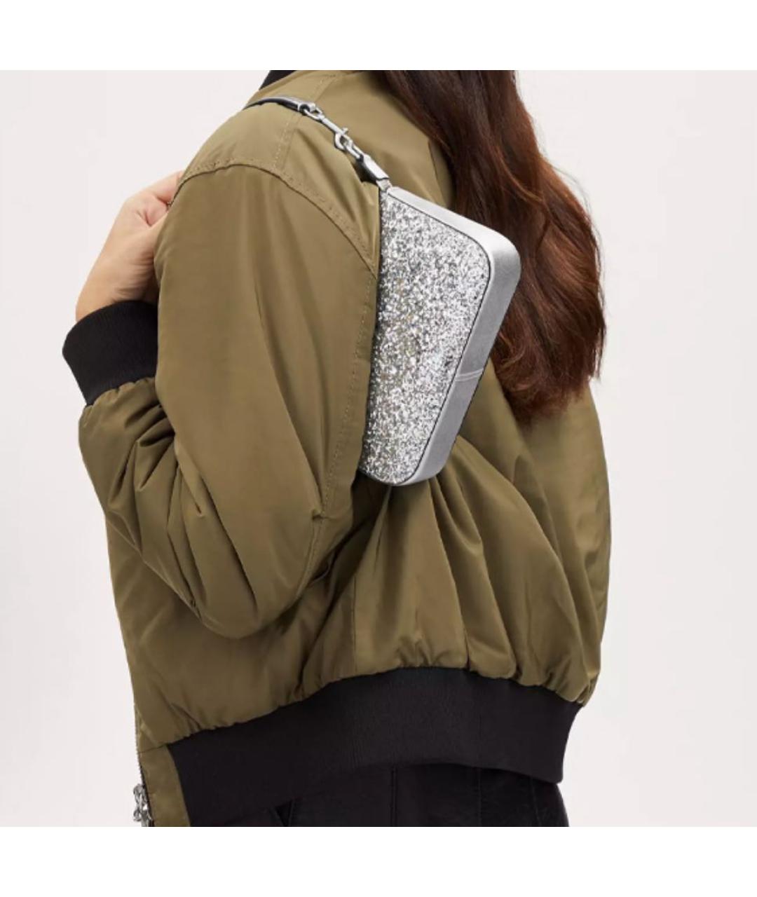 COACH Серебряная тканевая сумка через плечо, фото 5