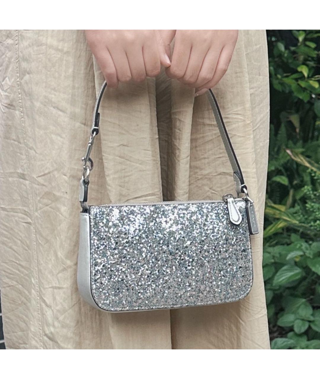 COACH Серебряная тканевая сумка через плечо, фото 6