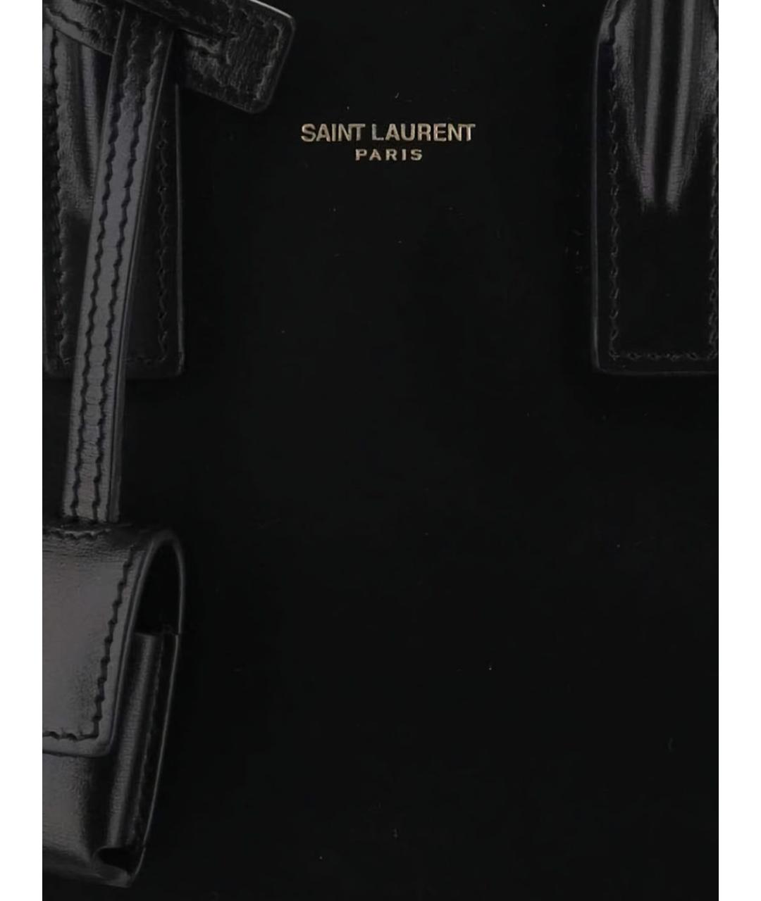 SAINT LAURENT Черная кожаная сумка тоут, фото 2