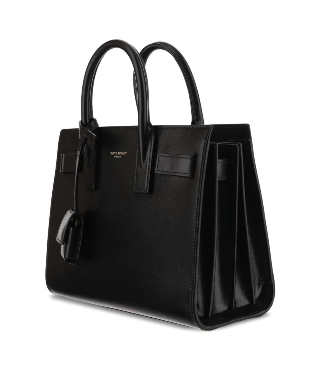 SAINT LAURENT Черная кожаная сумка тоут, фото 4