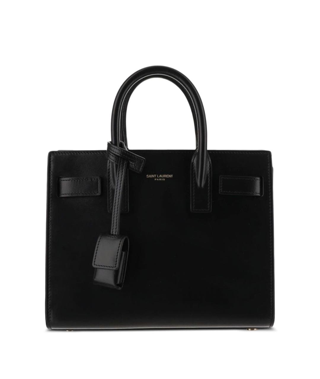 SAINT LAURENT Черная кожаная сумка тоут, фото 1