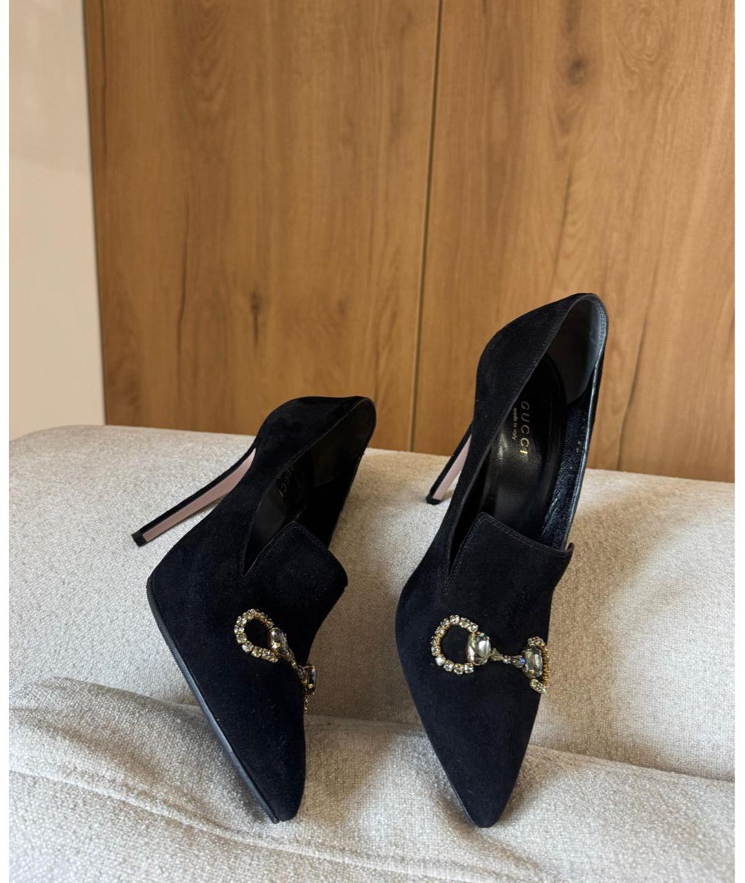GUCCI Черные замшевые туфли, фото 2