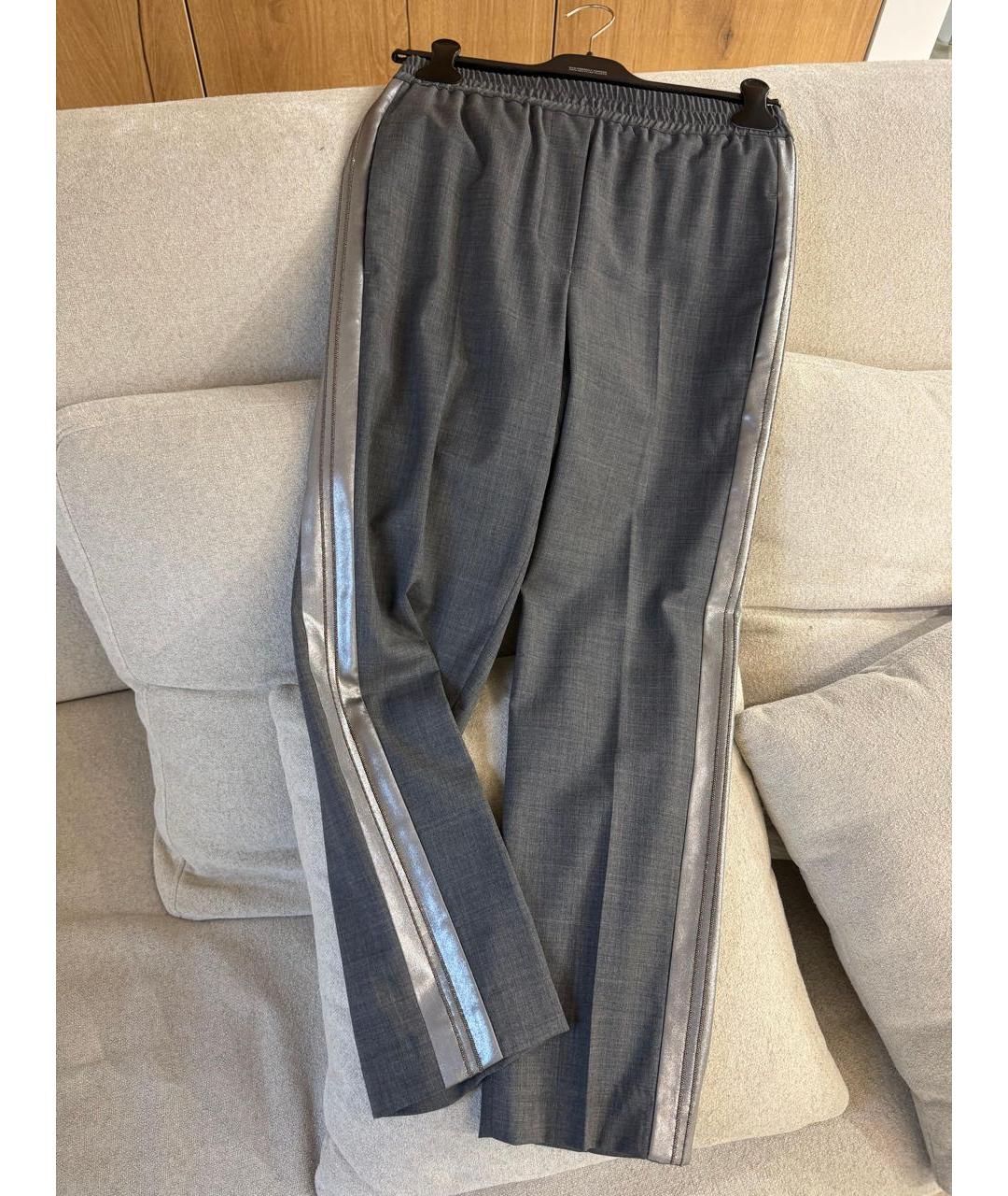 BRUNELLO CUCINELLI Серые хлопковые прямые брюки, фото 3