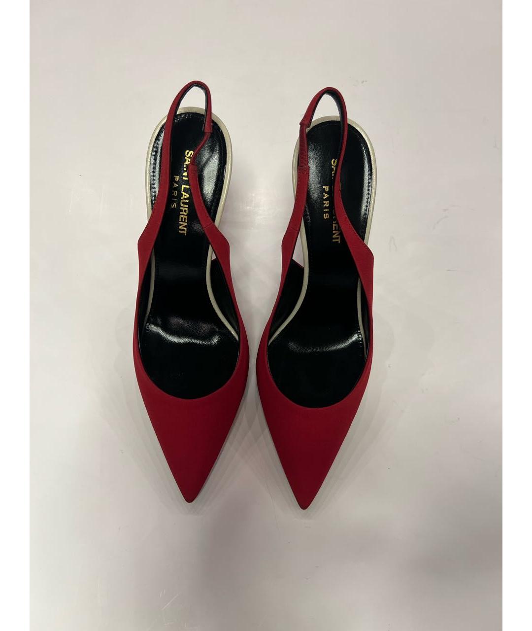 SAINT LAURENT Красные текстильные туфли, фото 2