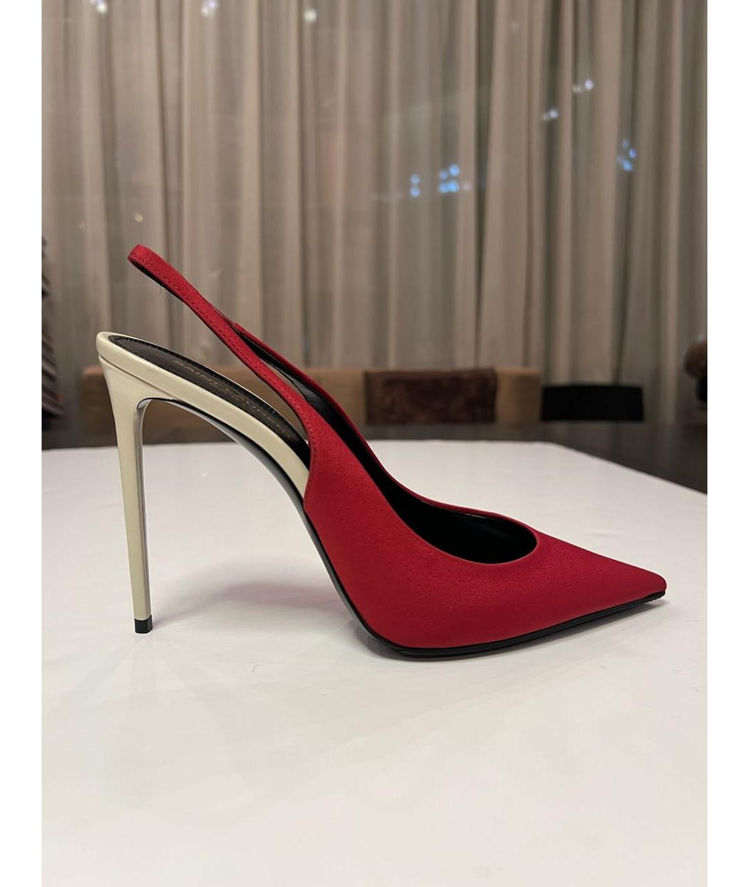 SAINT LAURENT Красные текстильные туфли, фото 9