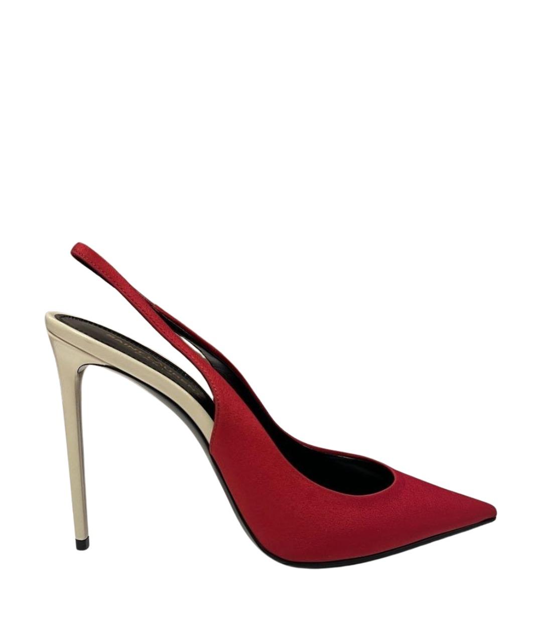 SAINT LAURENT Красные текстильные туфли, фото 1