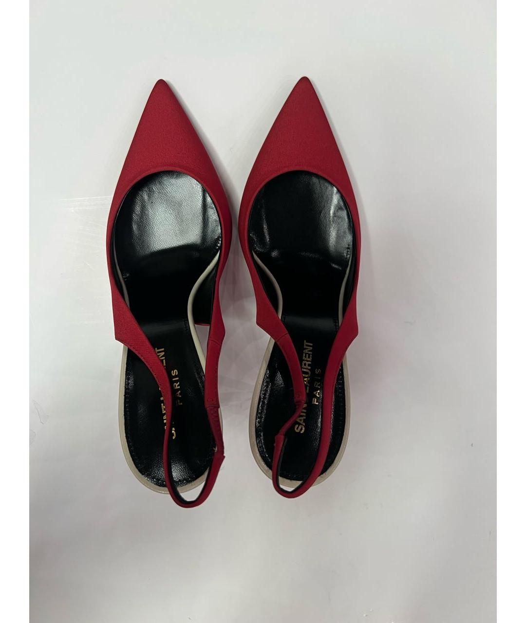 SAINT LAURENT Красные текстильные туфли, фото 3