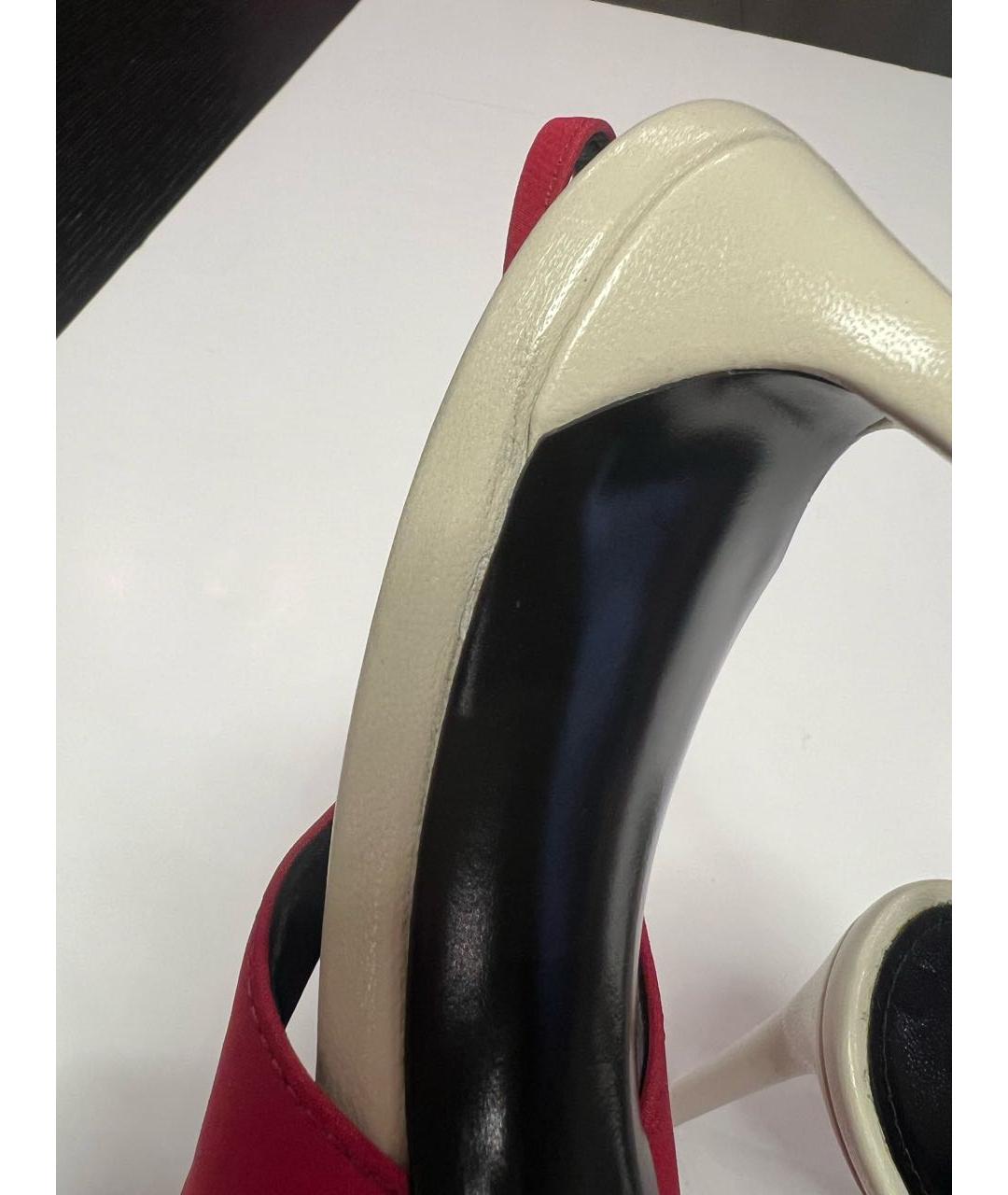 SAINT LAURENT Красные текстильные туфли, фото 8