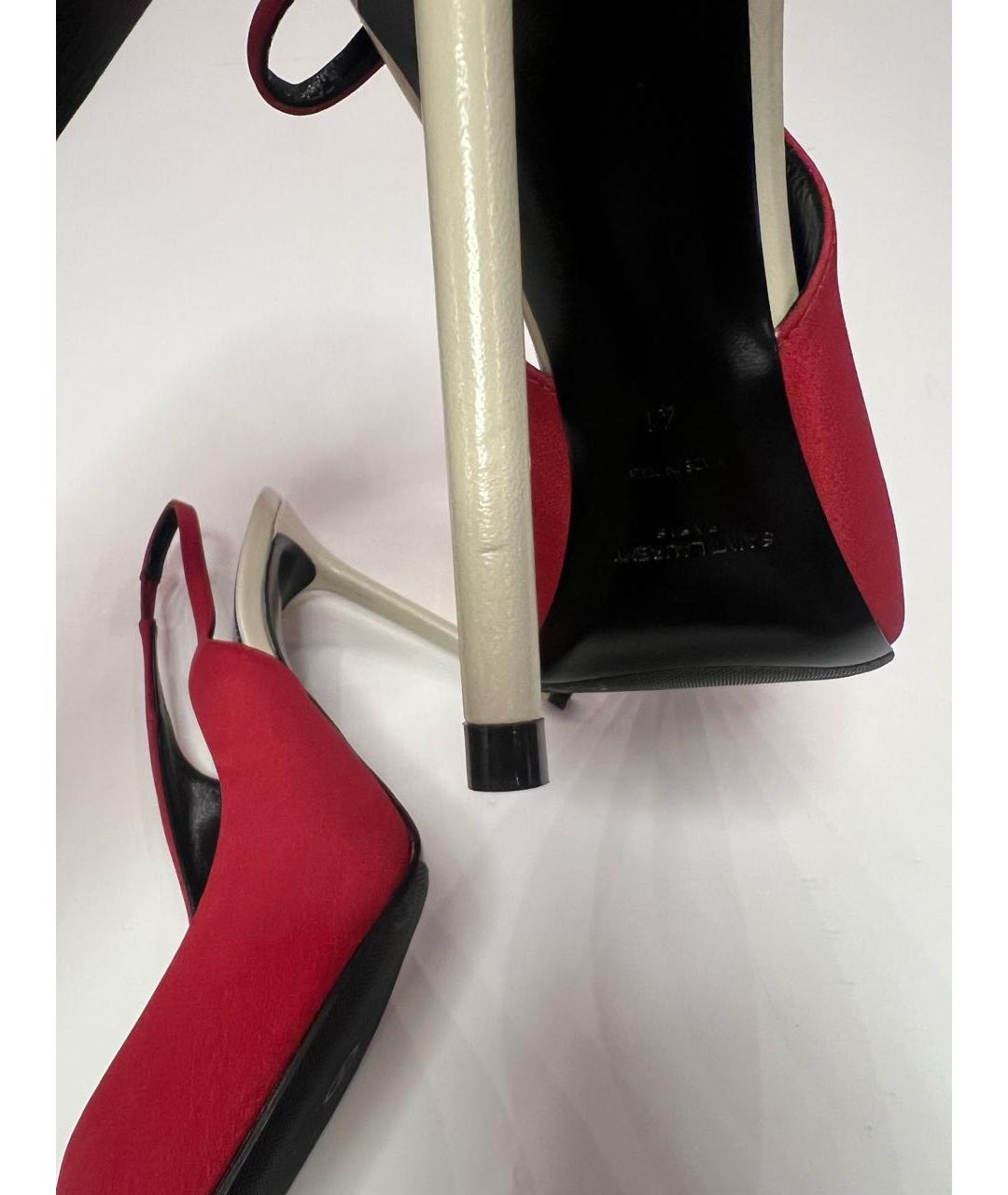 SAINT LAURENT Красные текстильные туфли, фото 7